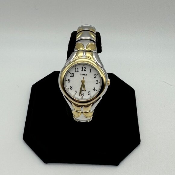 Vintage 1990s TIMEX INDIGLO WATCH Ladies Two Tone Stretch Bracelet Light WR30 - Picture 3 of 10